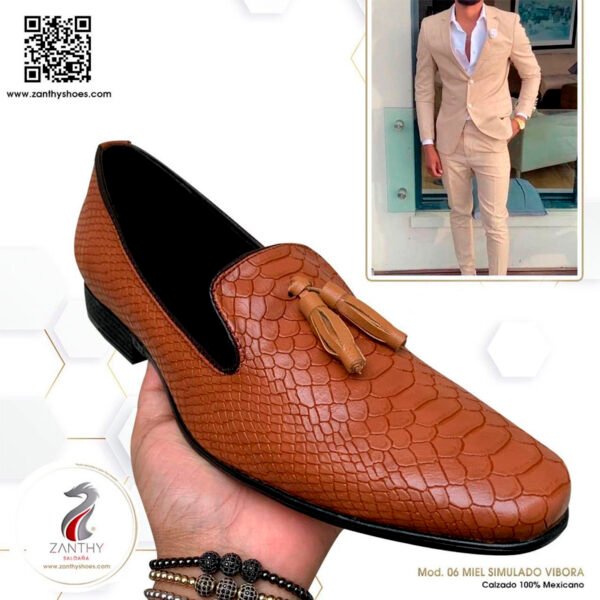 Zapato zanthy shoes slipper miel modelo 06 loafer mocasin calzado para caballero estilo vestir