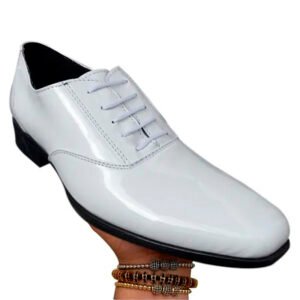 Zapato zanthy shoes de charol blanco modelo 113 calzado para caballero estilo vestir
