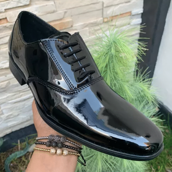 Zapato zanthy shoes de charol negro modelo 113 calzado para caballero estilo vestir