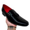 Zapato slipper zanthy shoes de charol negro rojo modelo 02 loafer mocasin calzado para caballero estilo vestir