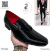 Zapato slipper zanthy shoes de charol negro rojo modelo 02 loafer mocasin calzado para caballero estilo vestir
